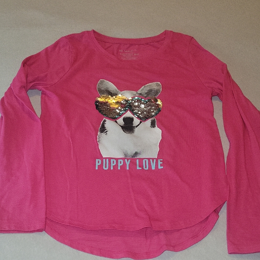 Stylish Pink Long Sleeve Kids Tee with Puppy Design